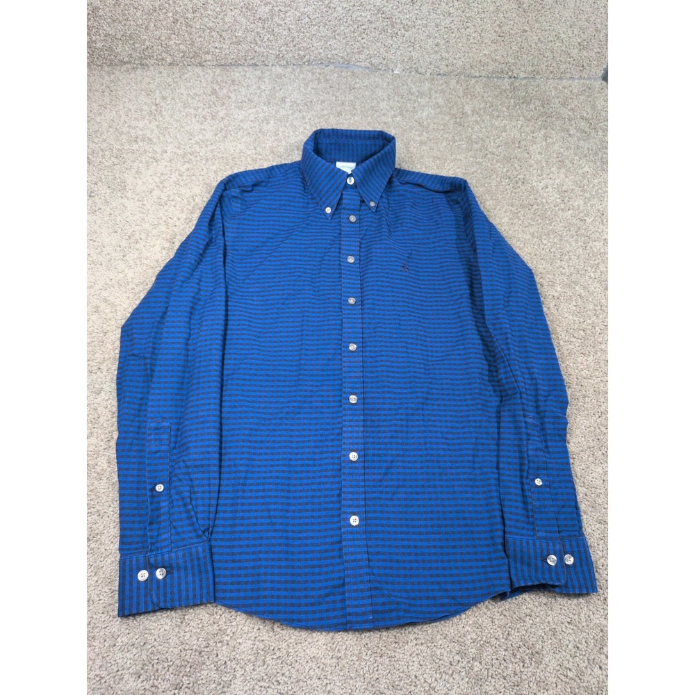 Brooks Brothers Milano Fit Blue Black Gingham Non-Iron Stretch Shirt Mens M
